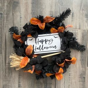 Happy Halloween Broom Wreath